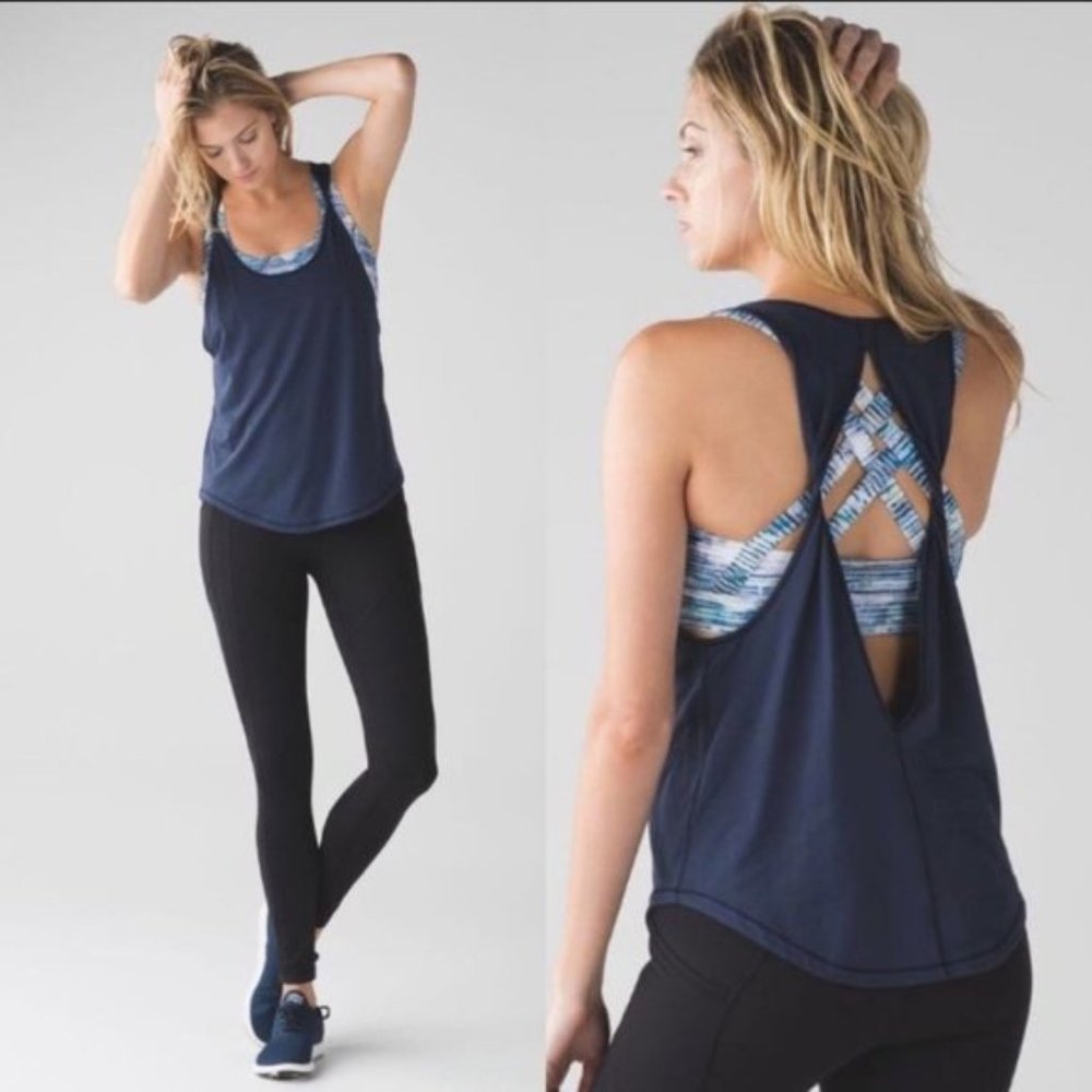 Lululemon Ready & Go Twist Tank Bra Top Navy Sz 6